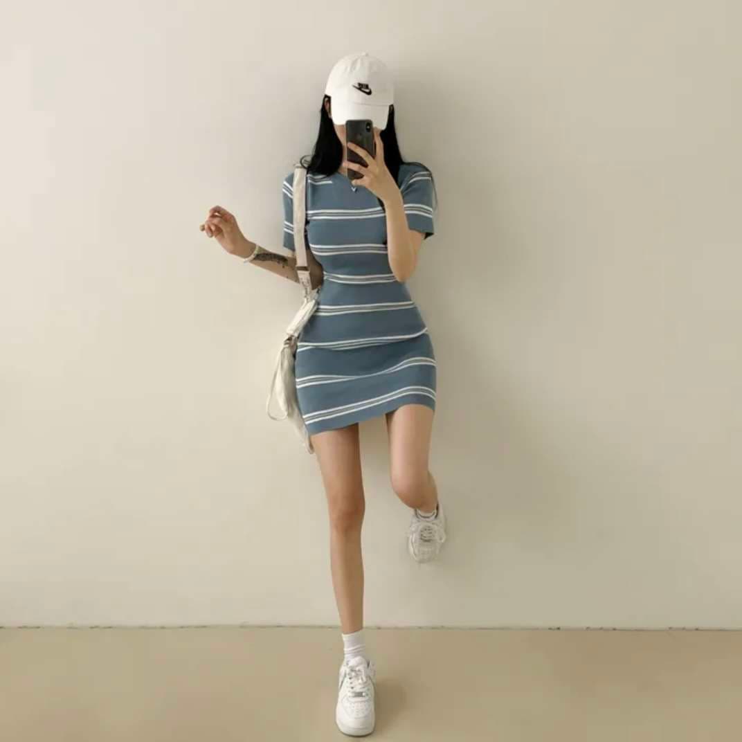 ボーダー柄タイトワンピース ボーダー服