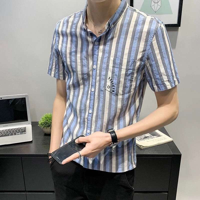 爽やかストライプ柄半袖シャツ ボーダー服