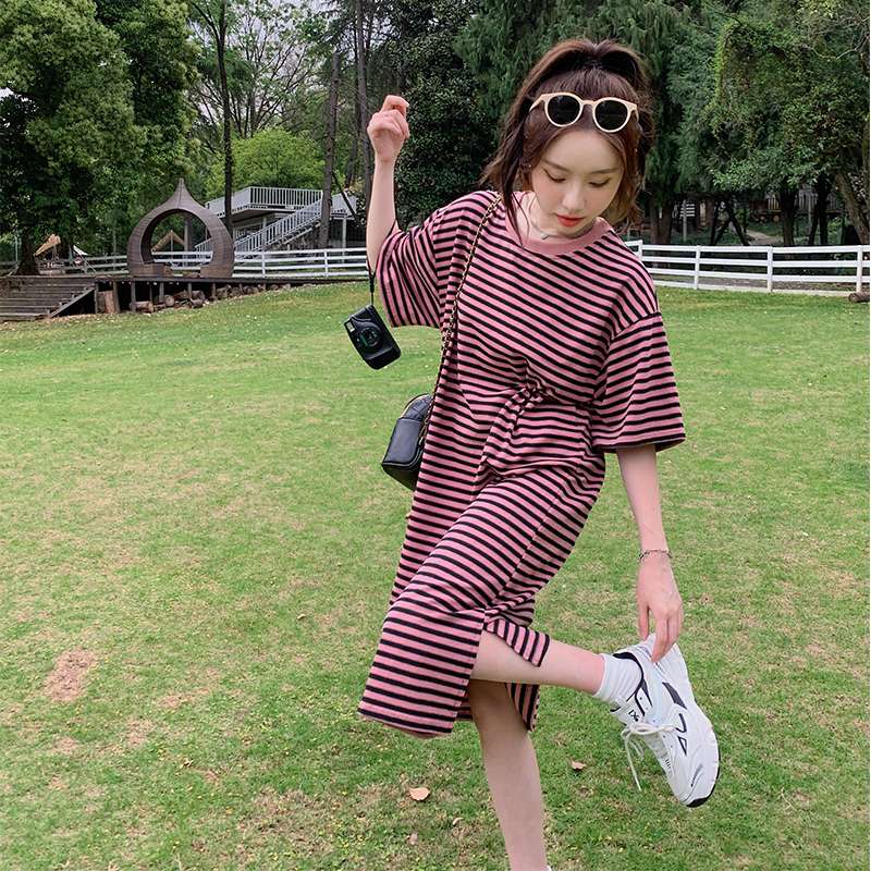 ゆったりストライプワンピース ボーダー服