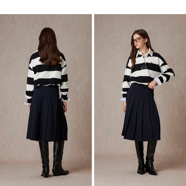 ボーダー服 レトロ学園風ボーダーラガーシャツ