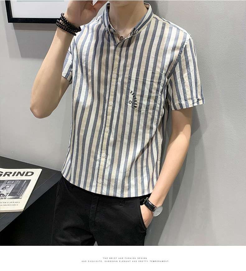 爽やかストライプ柄半袖シャツ ボーダー服