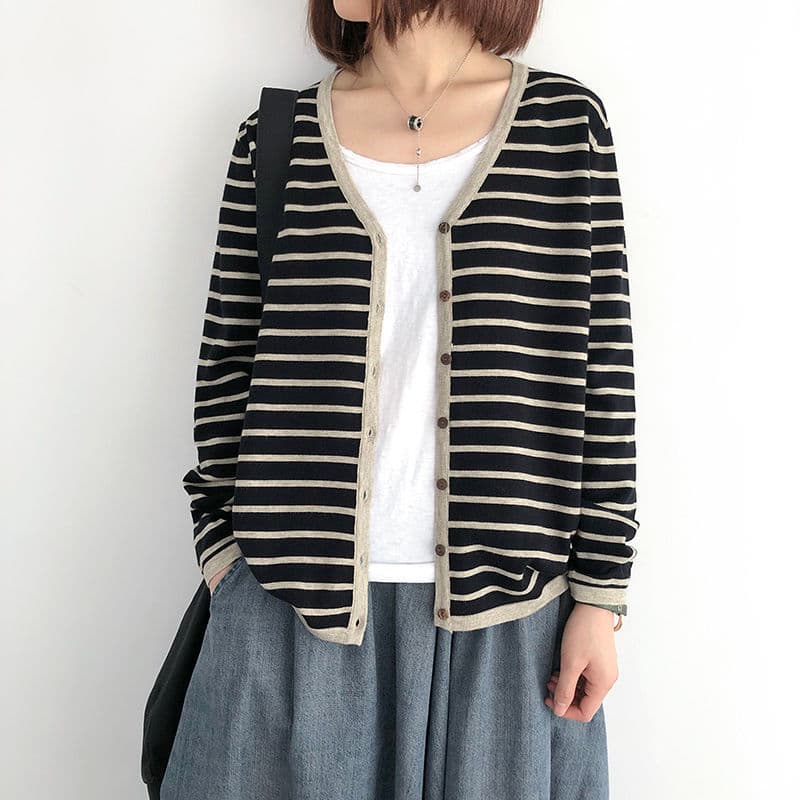 ボーダー服 ゆるシルエット リラックスカーディガン