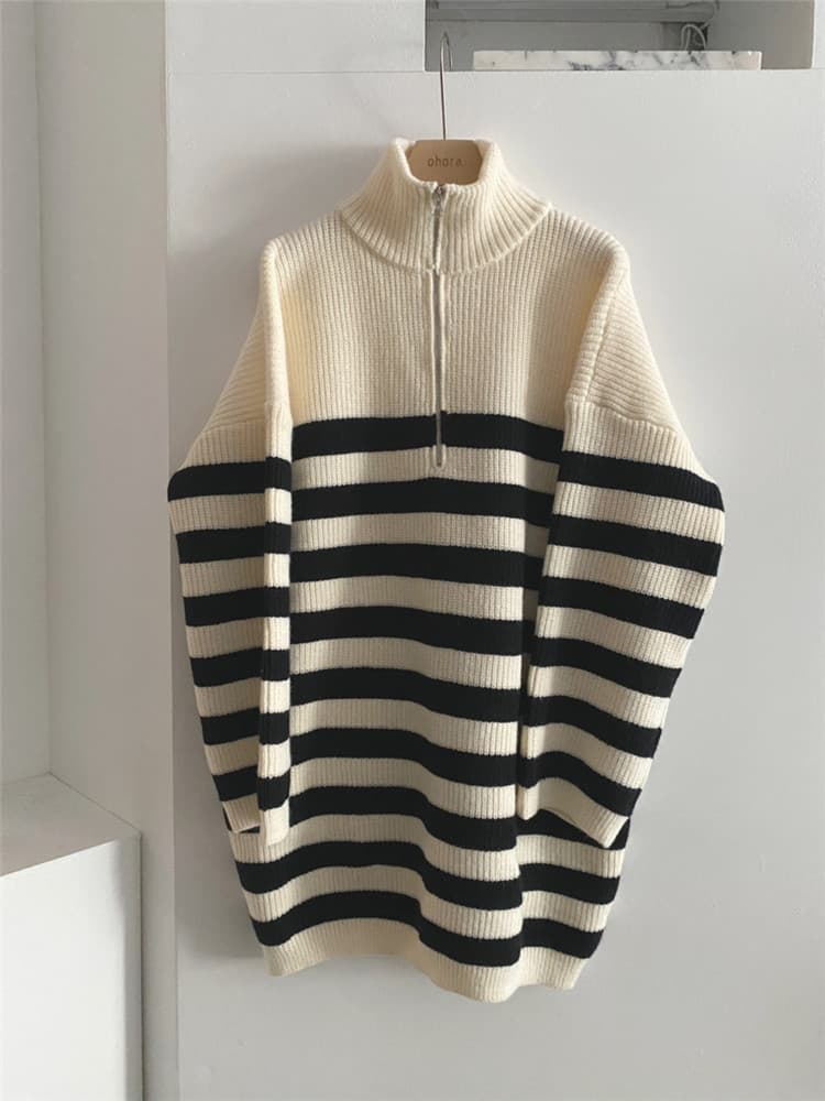 ボーダー服ワンピース 大人可愛いボーダー柄ニットワンピース