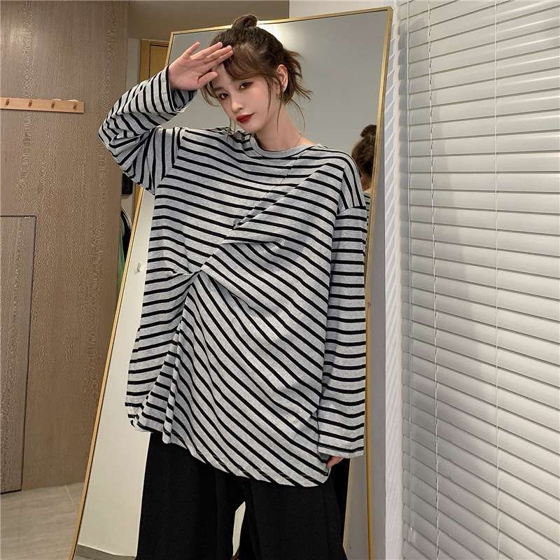 ゆったりルーズシルエット ボーダーカットソー ボーダー服