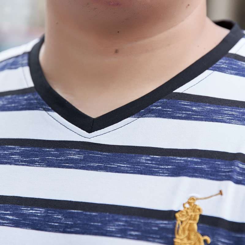 夏のマリンスタイル ボーダーVネックTシャツ ボーダー服