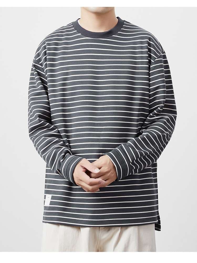 オーバーサイズボーダーロングTシャツ ボーダー服