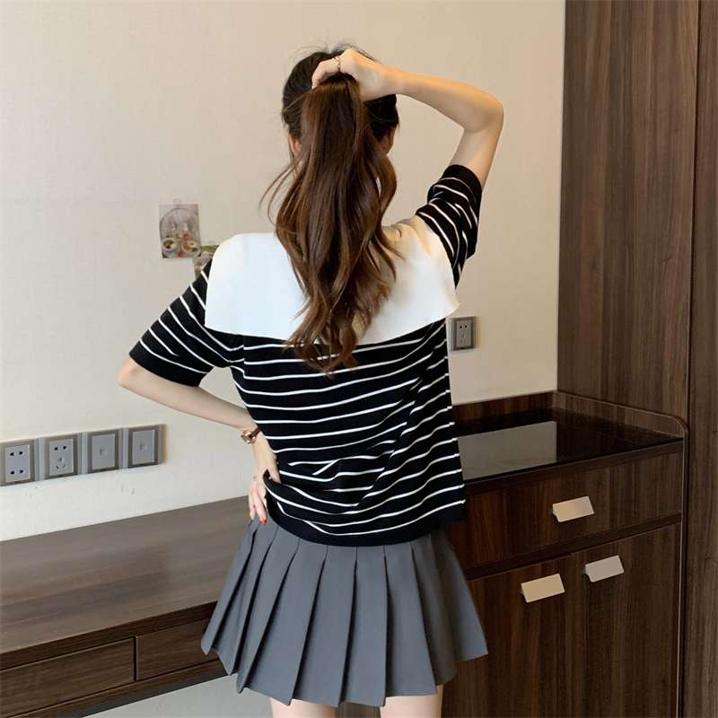 セーラー襟ボーダーニットトップス ボーダー服