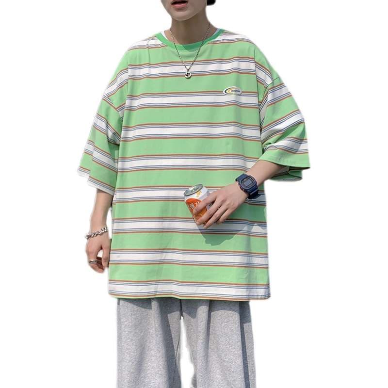ゆったりボーダー柄半袖Tシャツ ボーダー服