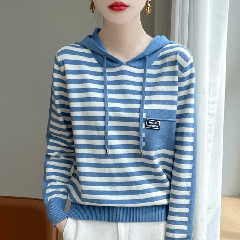 ボーダー服 ゆったりボーダーフードロンT