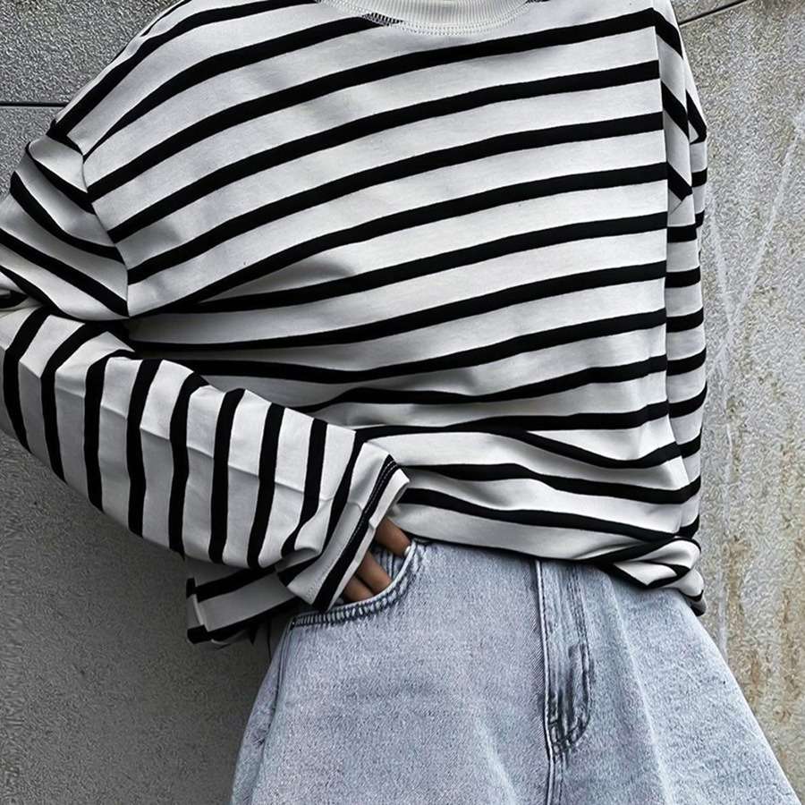 ゆったりボーダーオーバーサイズカットソー ボーダー服