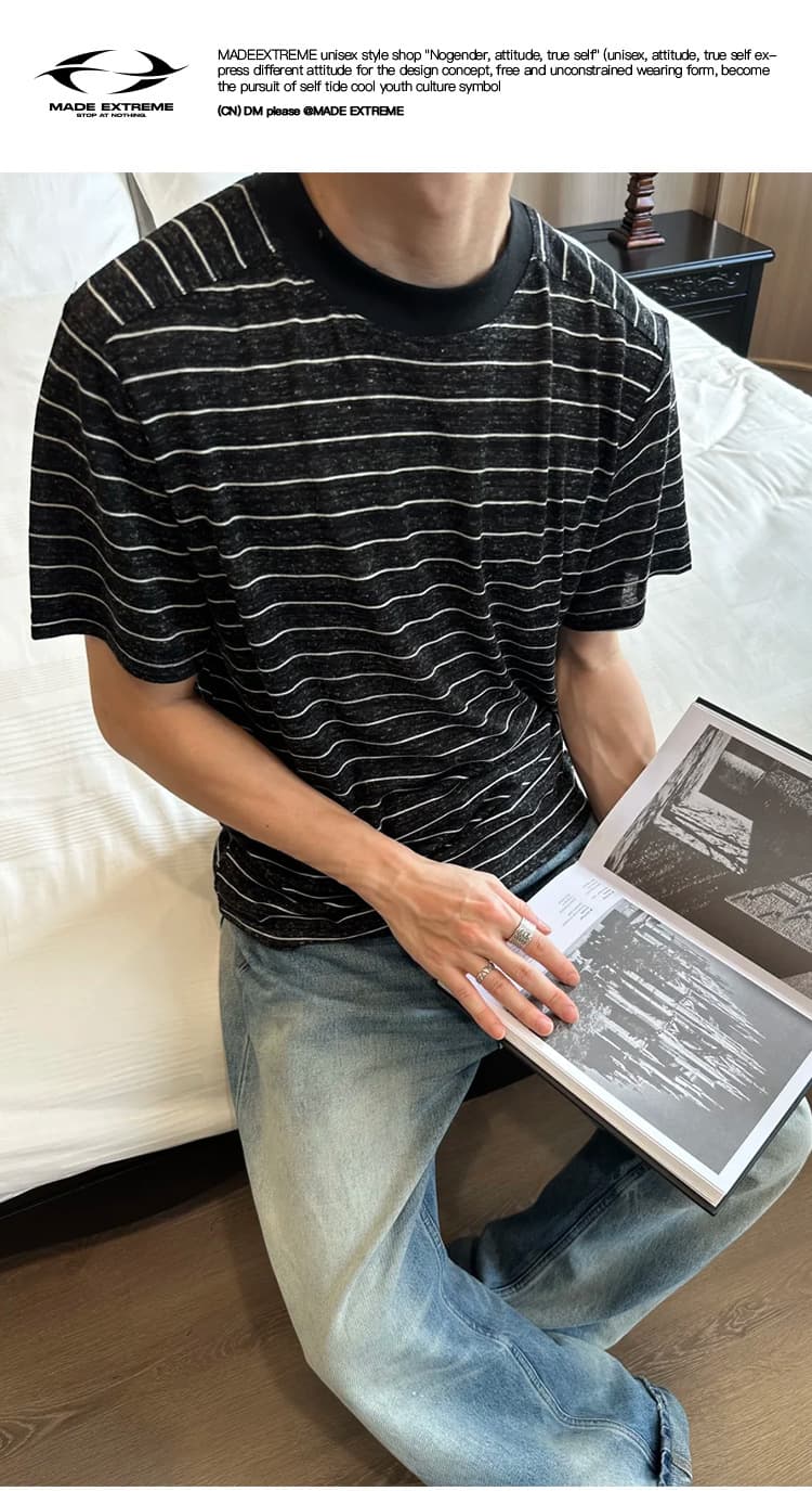 ボーダー服 クラシック細ボーダー半袖Tシャツ