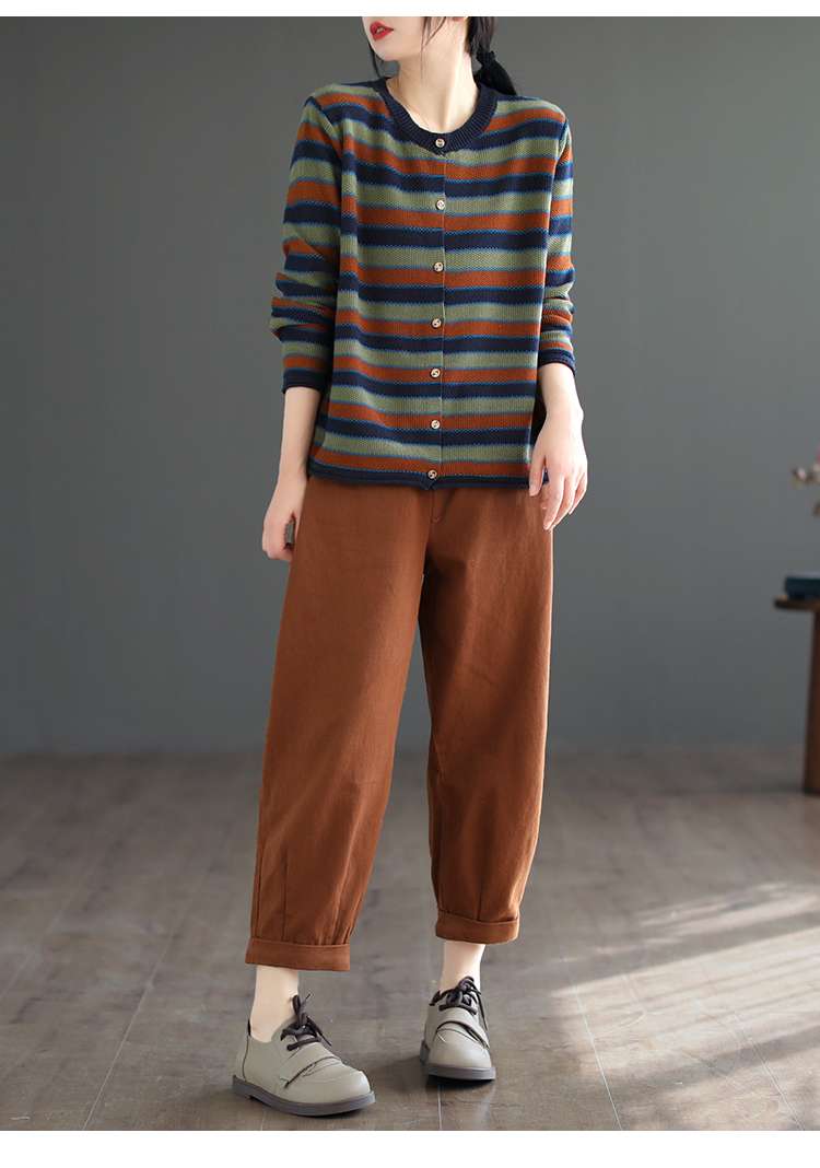 レトロボーダー柄カーディガン ボーダー服