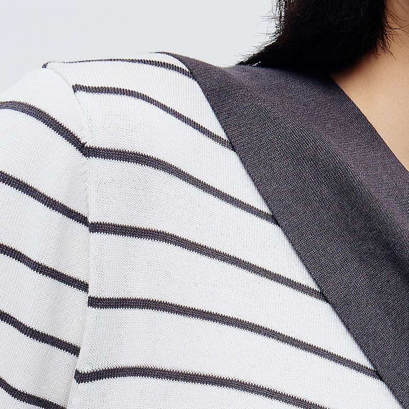 ボーダー柄半袖ニットとロングスカートの上下セット ボーダー服