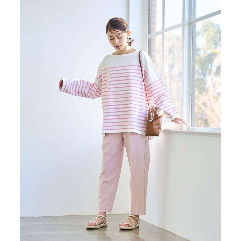 ゆったりボーダー柄ロングスリーブカットソー ボーダー服