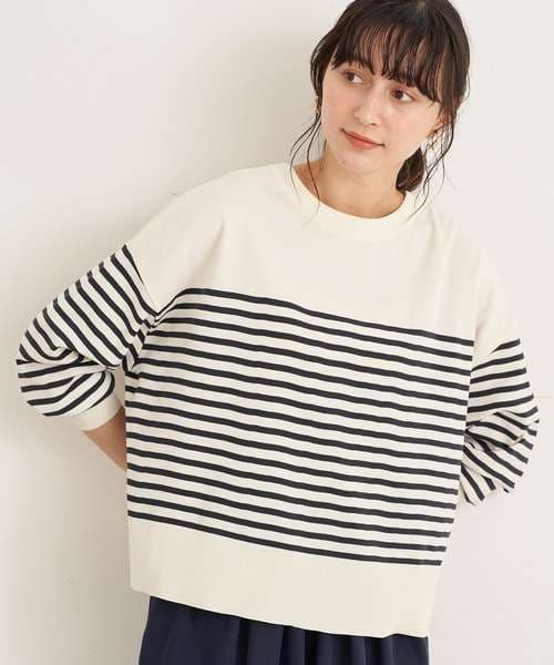 ゆったりシルエットボーダーニット ボーダー服