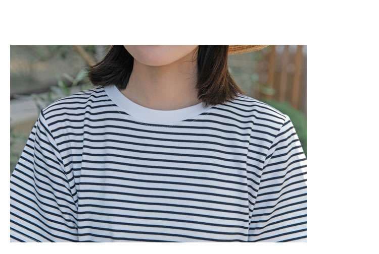 シンプル爽やかストライプマキシワンピース ボーダー服