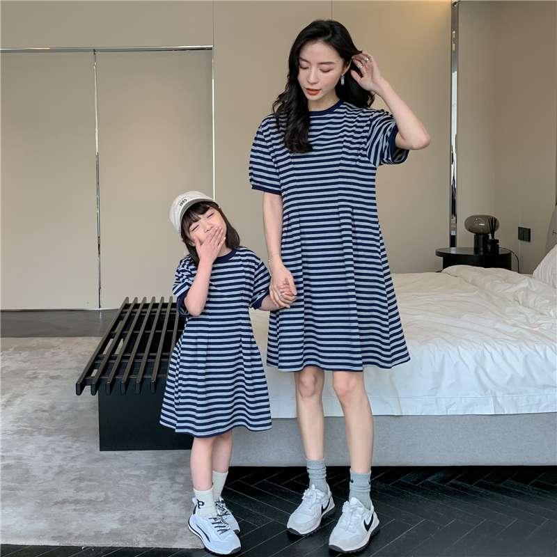 親子お揃いボーダーワンピース ボーダー服