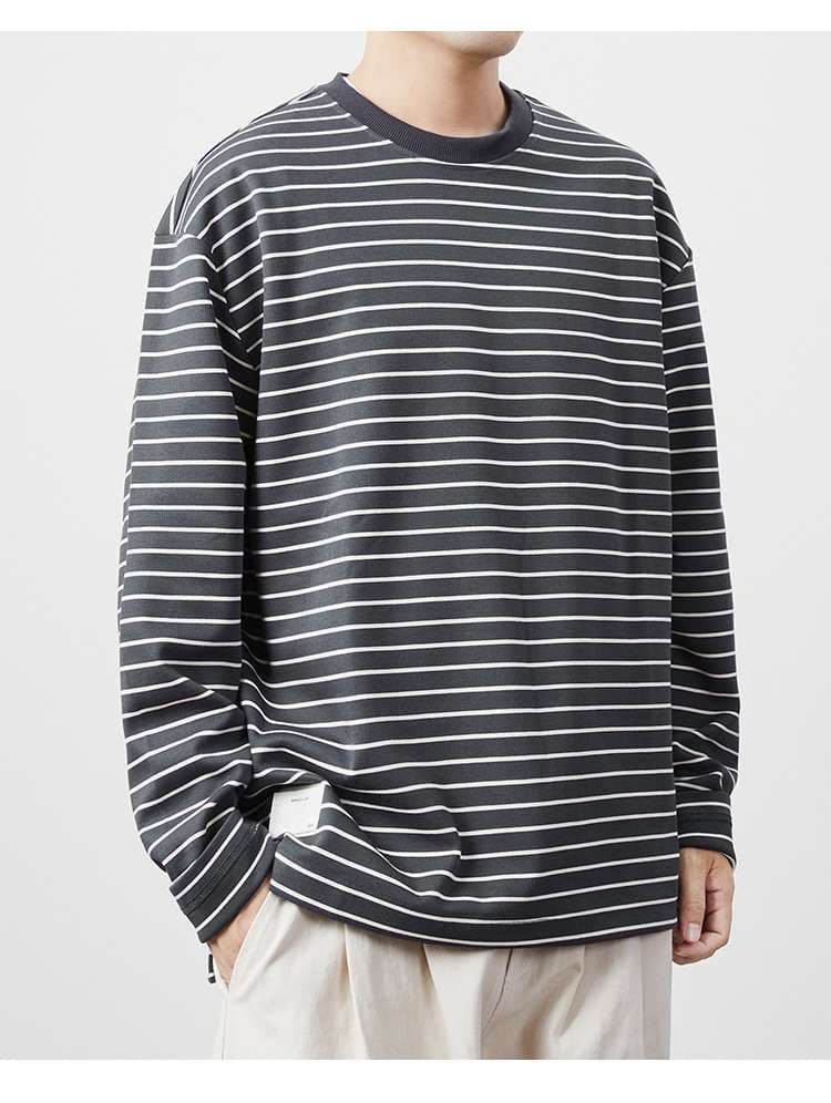 オーバーサイズボーダーロングTシャツ ボーダー服