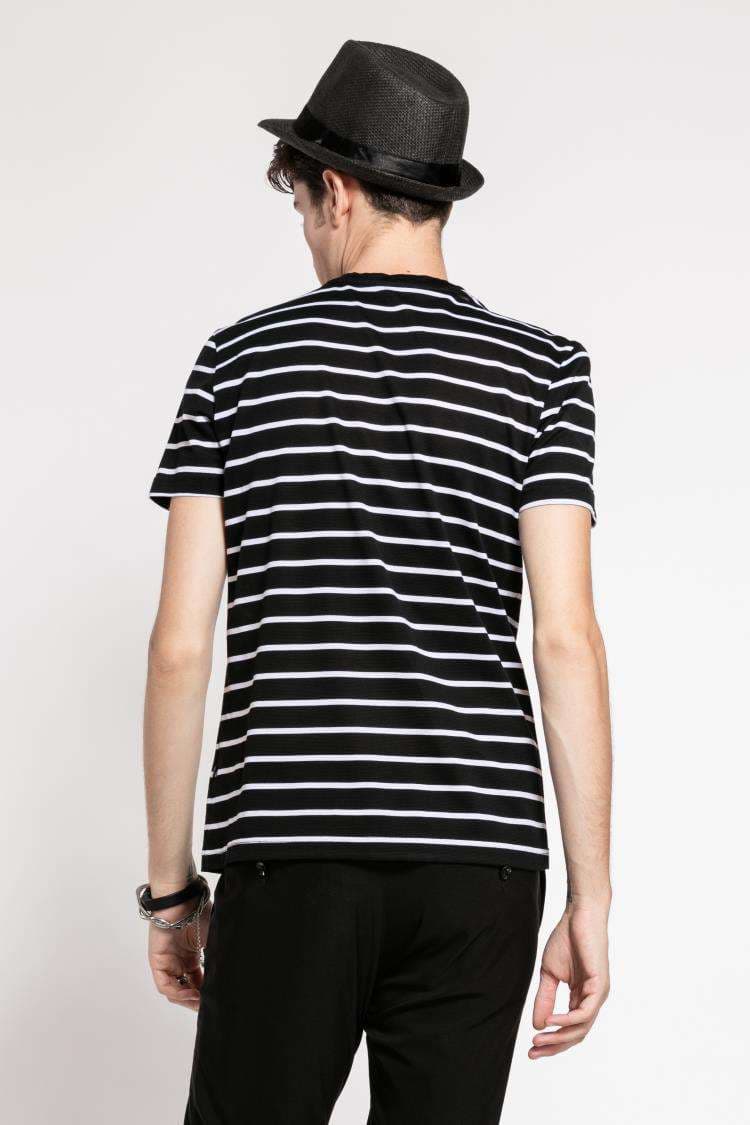 スタイリッシュ V ネックボーダーTシャツ ボーダー服