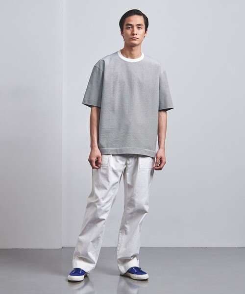 モダンボーダー柄オーバーサイズTシャツ ボーダー服
