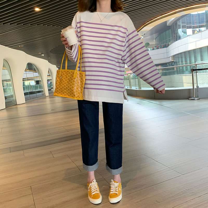 ゆったりボーダーニットプルオーバー ボーダー服
