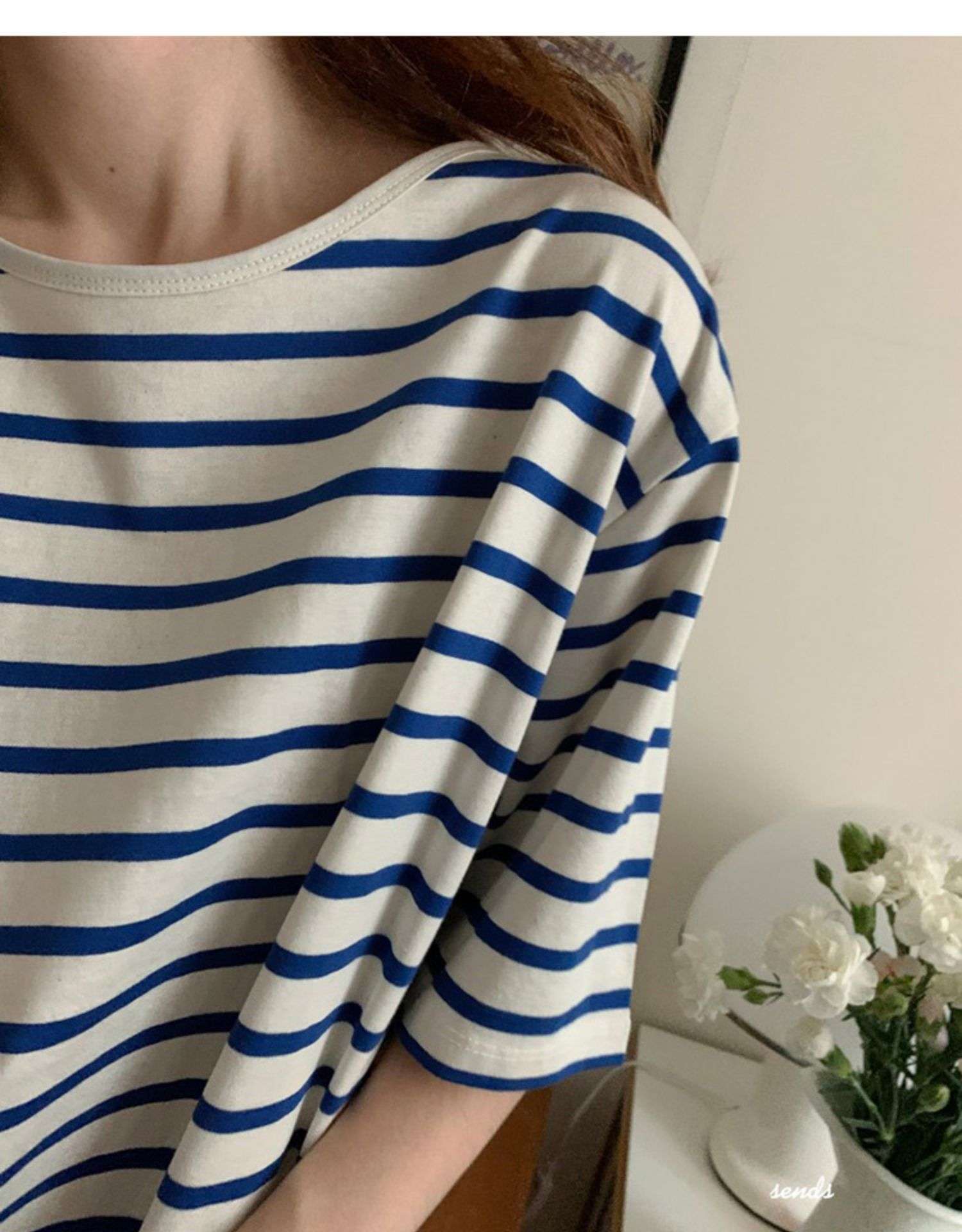 ゆったりシルエットのボーダーマキシワンピース ボーダー服