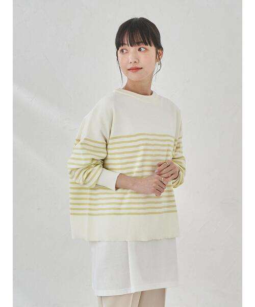 ゆったりシルエットボーダーニット ボーダー服