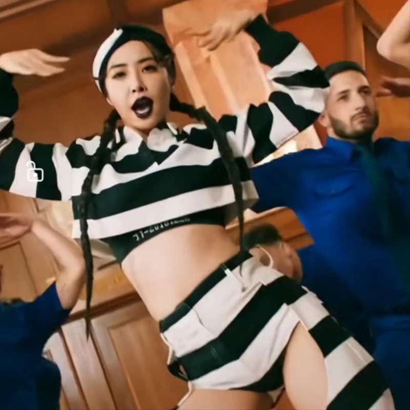切り替えボーダーレッグウォーマー風パンツ ボーダー服
