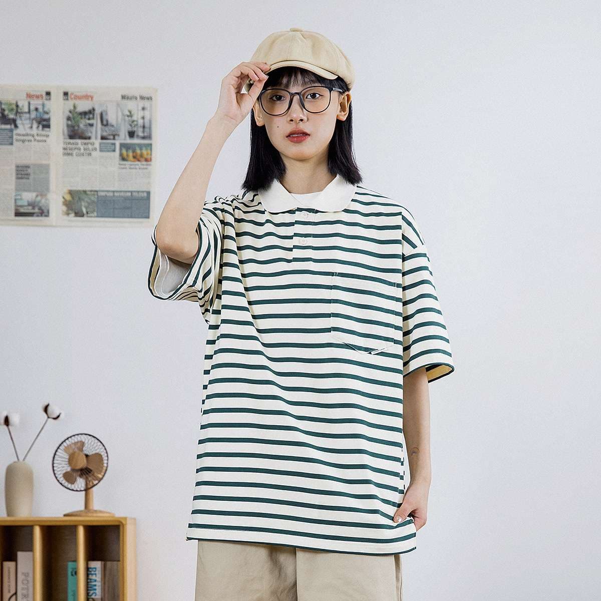ゆったりシルエットボーダーポロシャツ ボーダー服