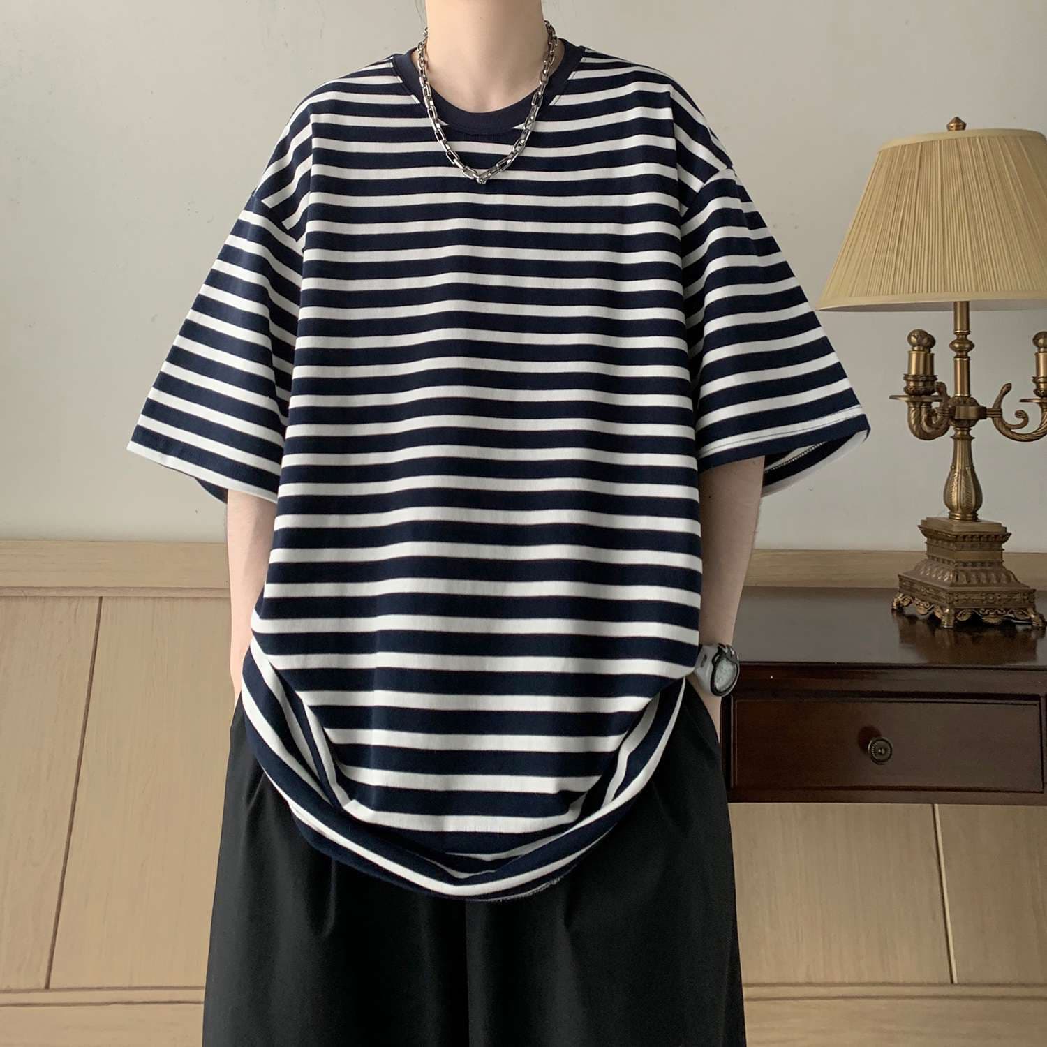 ゆったりシルエットのボーダーTシャツ ボーダー服
