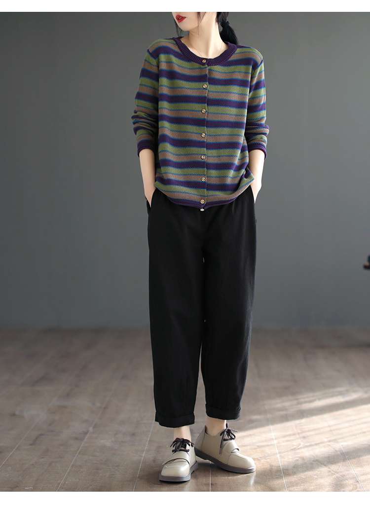 レトロボーダー柄カーディガン ボーダー服