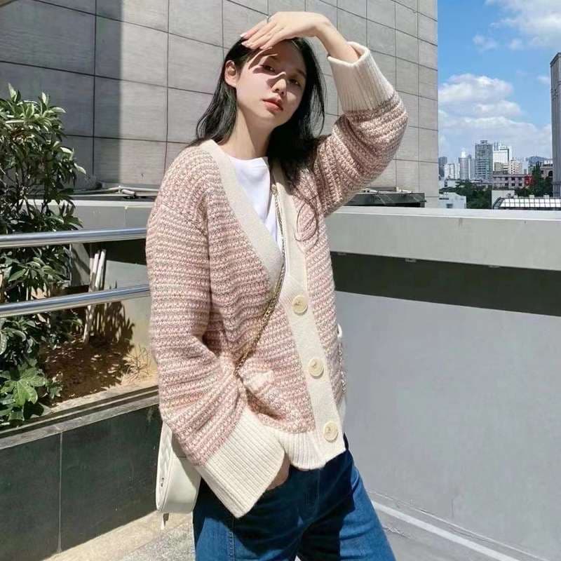 ボーダー柄ニットカーディガン ボーダー服