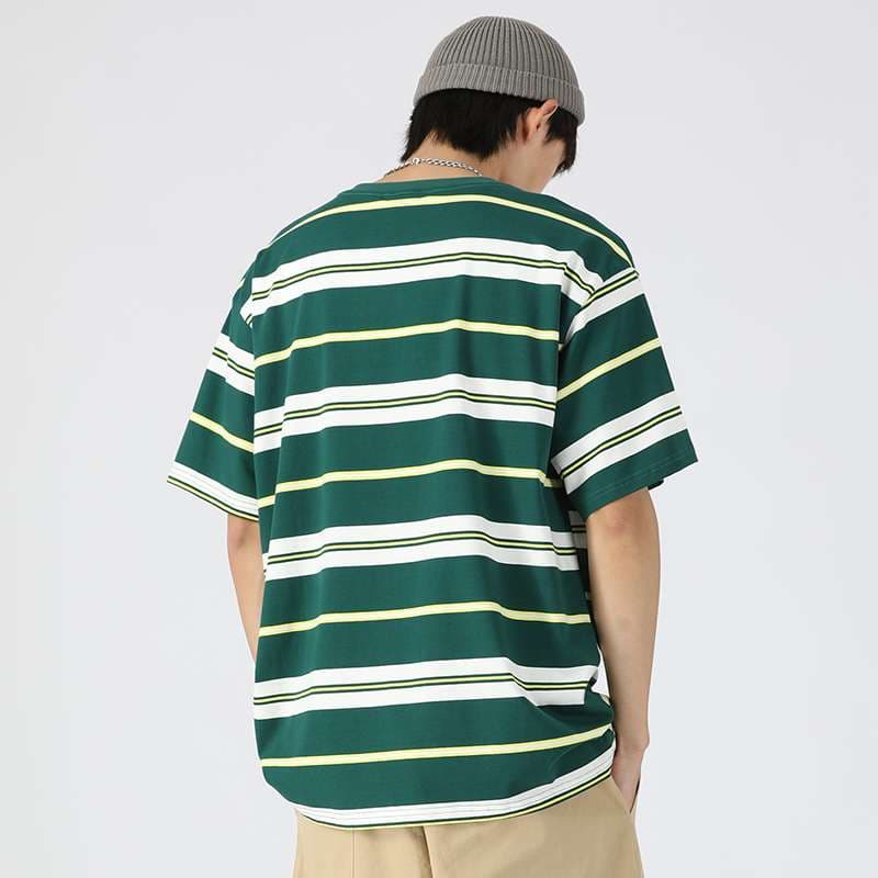 ボーダー柄オーバーサイズ半袖Tシャツ ボーダー服