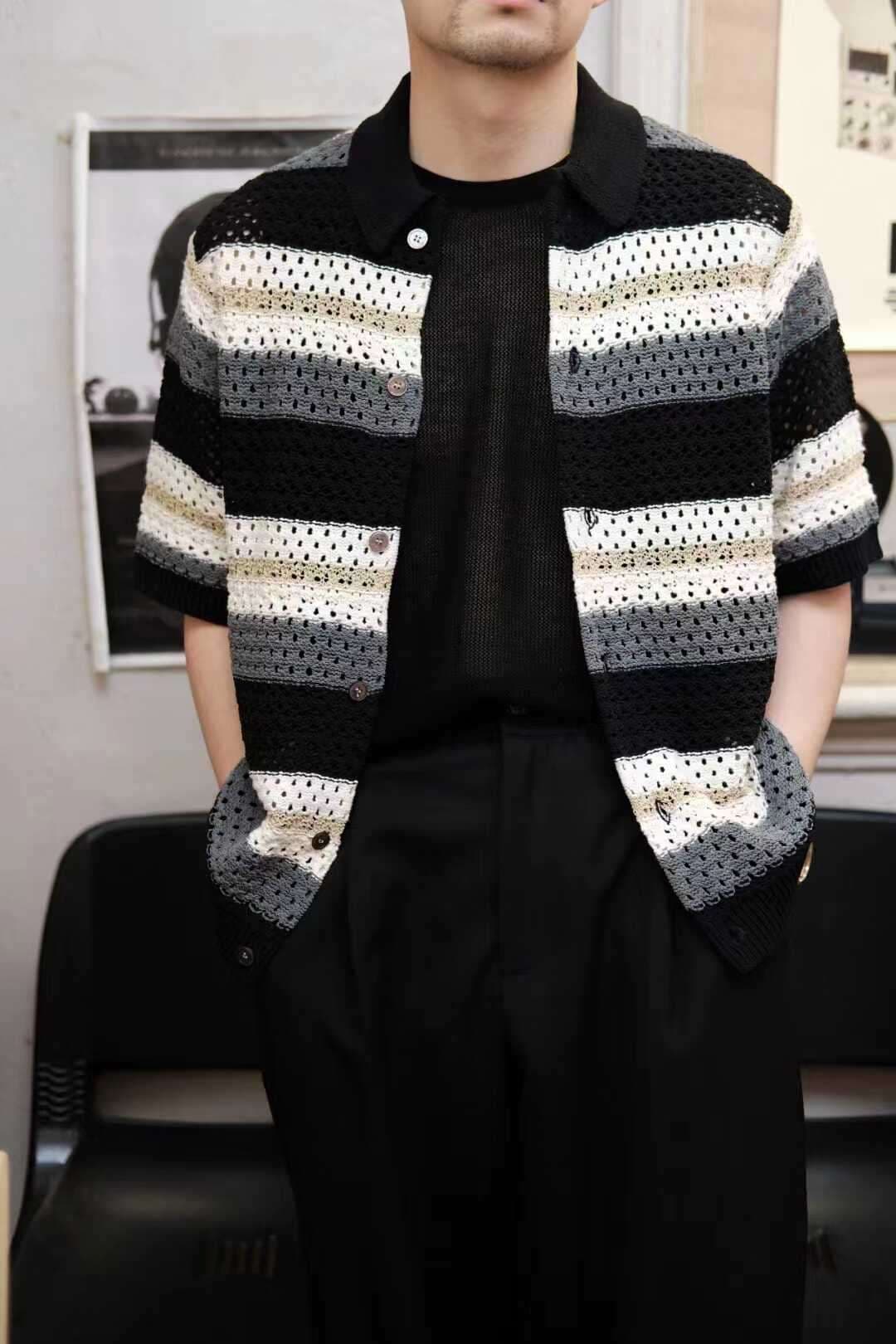 ボーダー柄のゆったりカーディガン ボーダー服