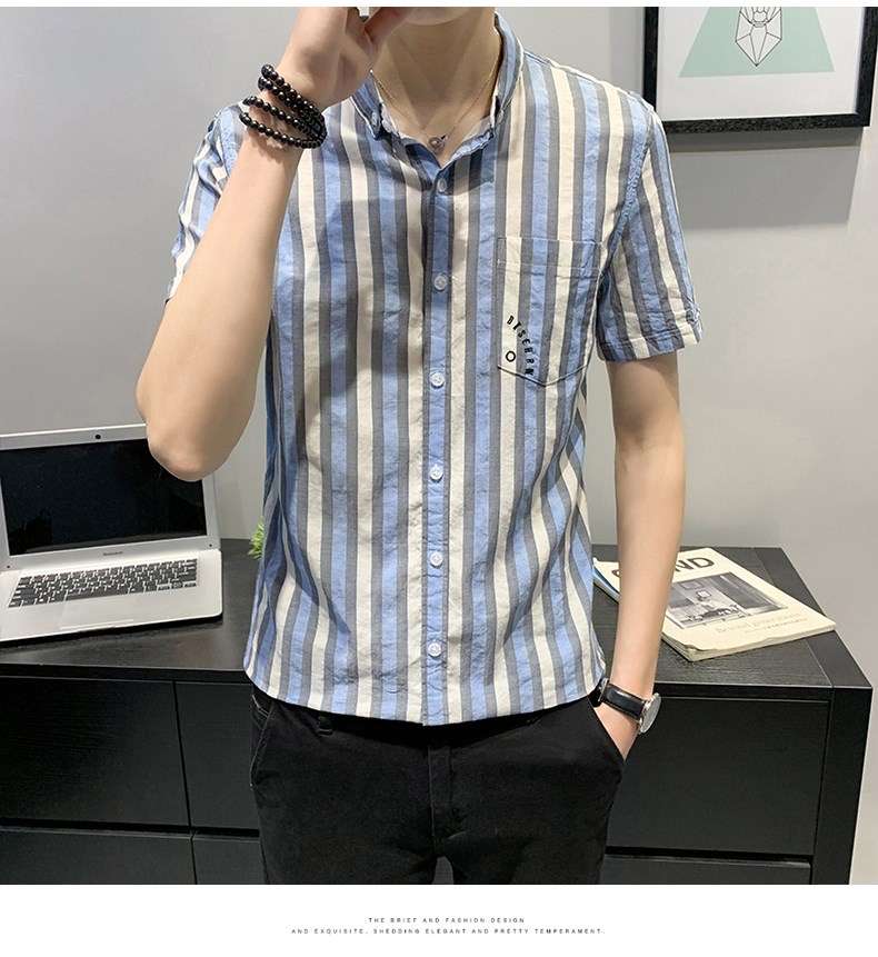 爽やかストライプ柄半袖シャツ ボーダー服