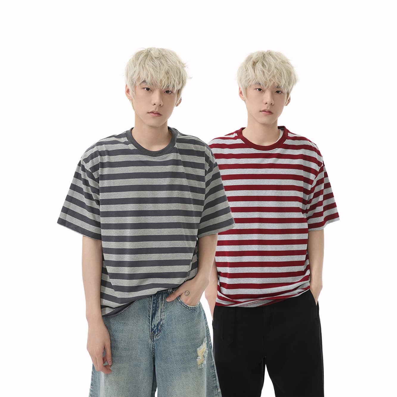 ボーダー ゆったりシルエット 太ボーダーTシャツ