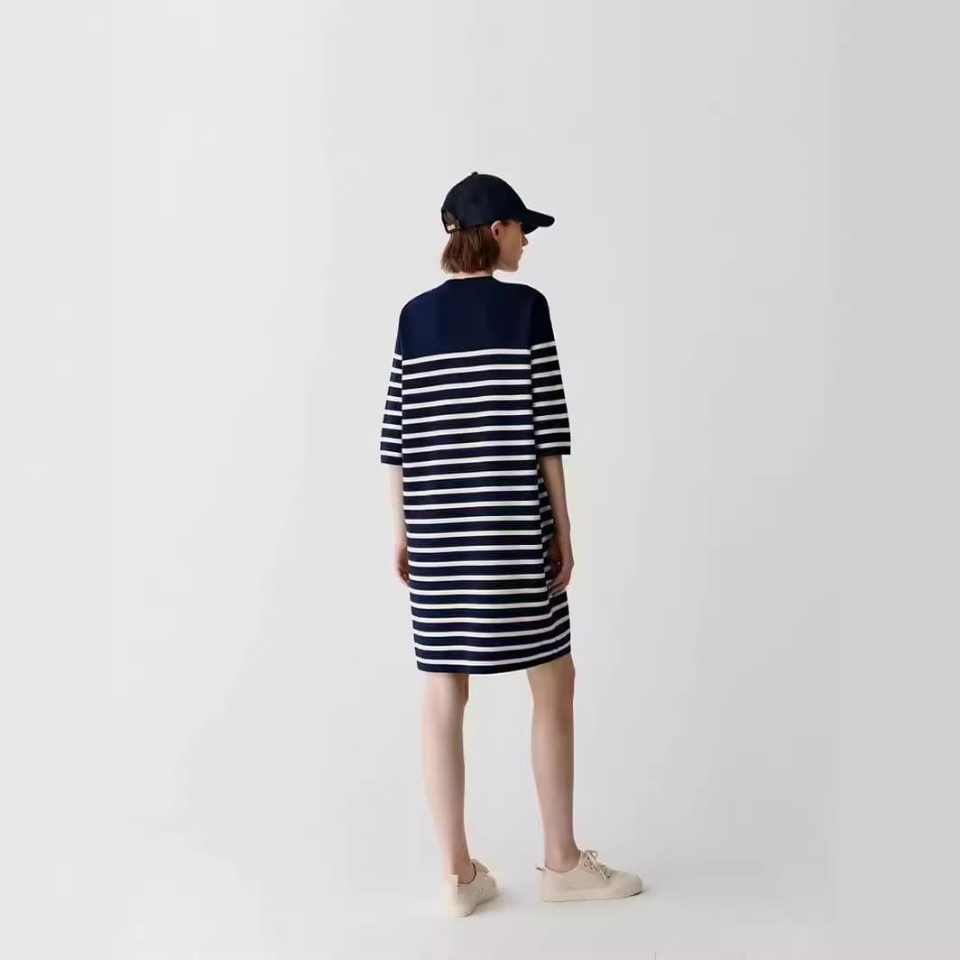リラックスボーダーストレートワンピース ボーダー服
