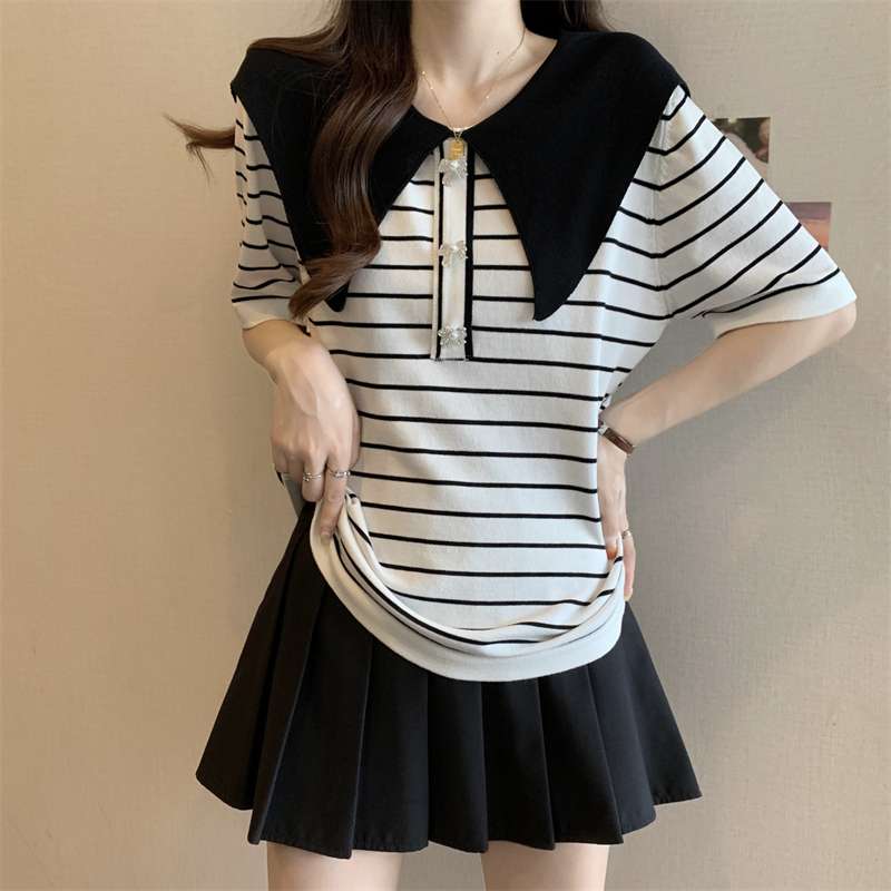 セーラー襟ボーダーニットトップス ボーダー服
