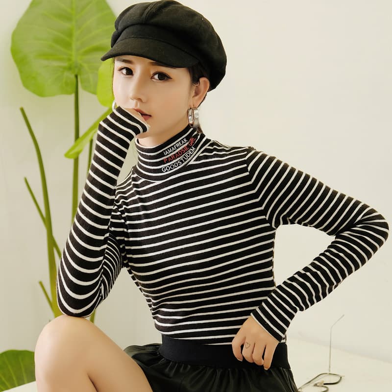 ハイネックボーダーニットコーデセット ボーダー服