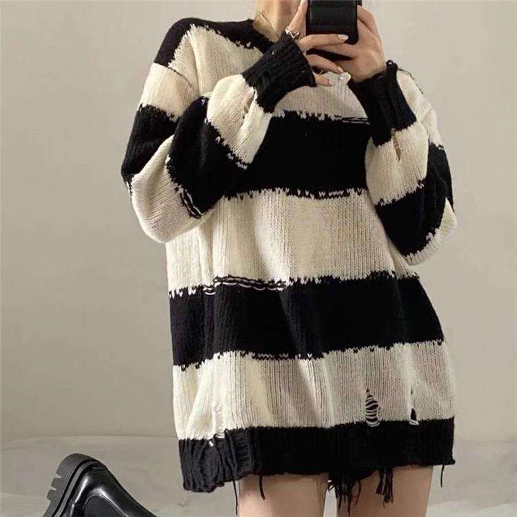 オフショルダーボーダーニットワンピース ボーダー服