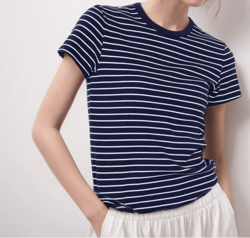 クラシックボーダー柄クルーネック半袖Tシャツ ボーダー服