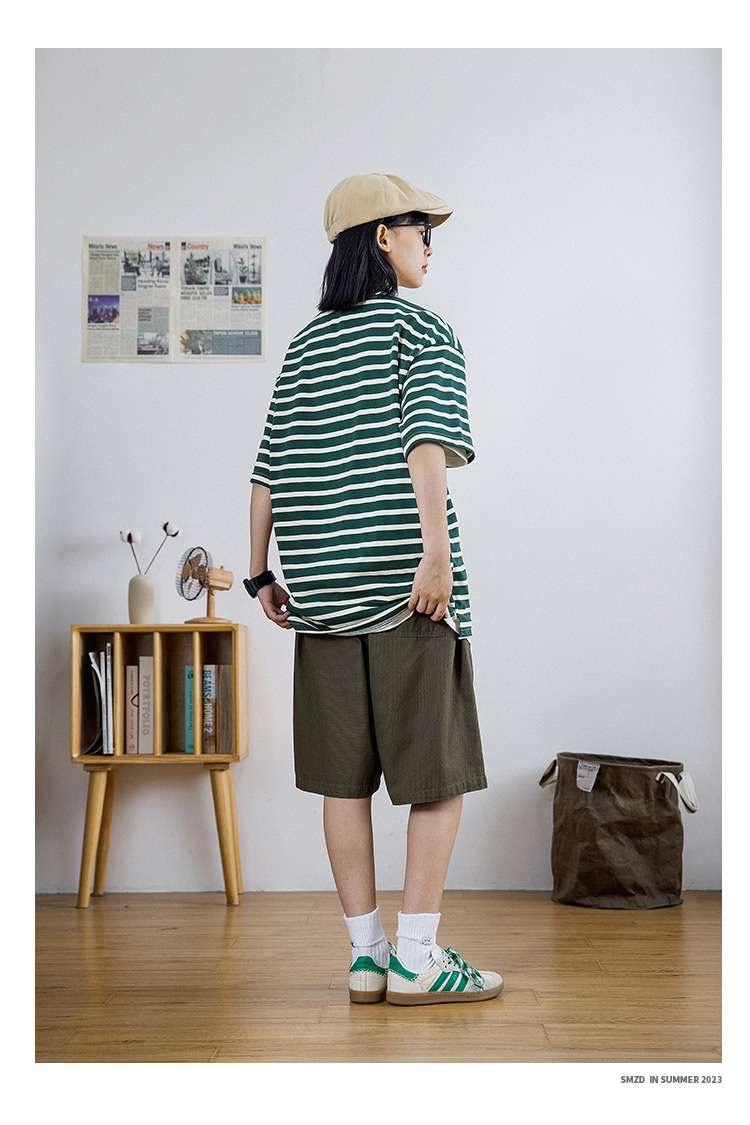 ゆったりシルエットボーダーポロシャツ ボーダー服