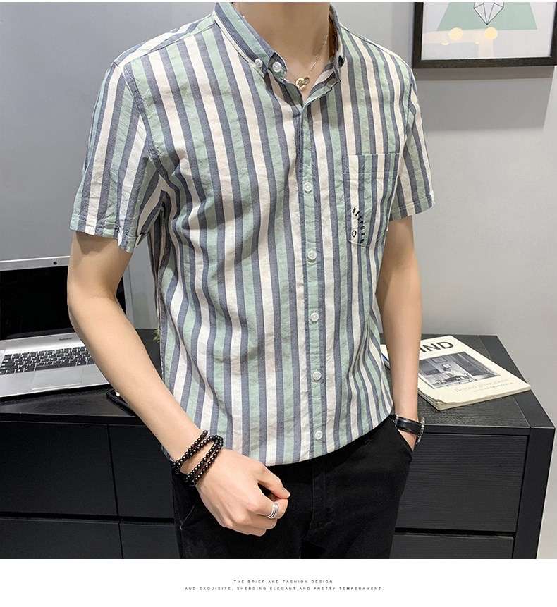 爽やかストライプ柄半袖シャツ ボーダー服