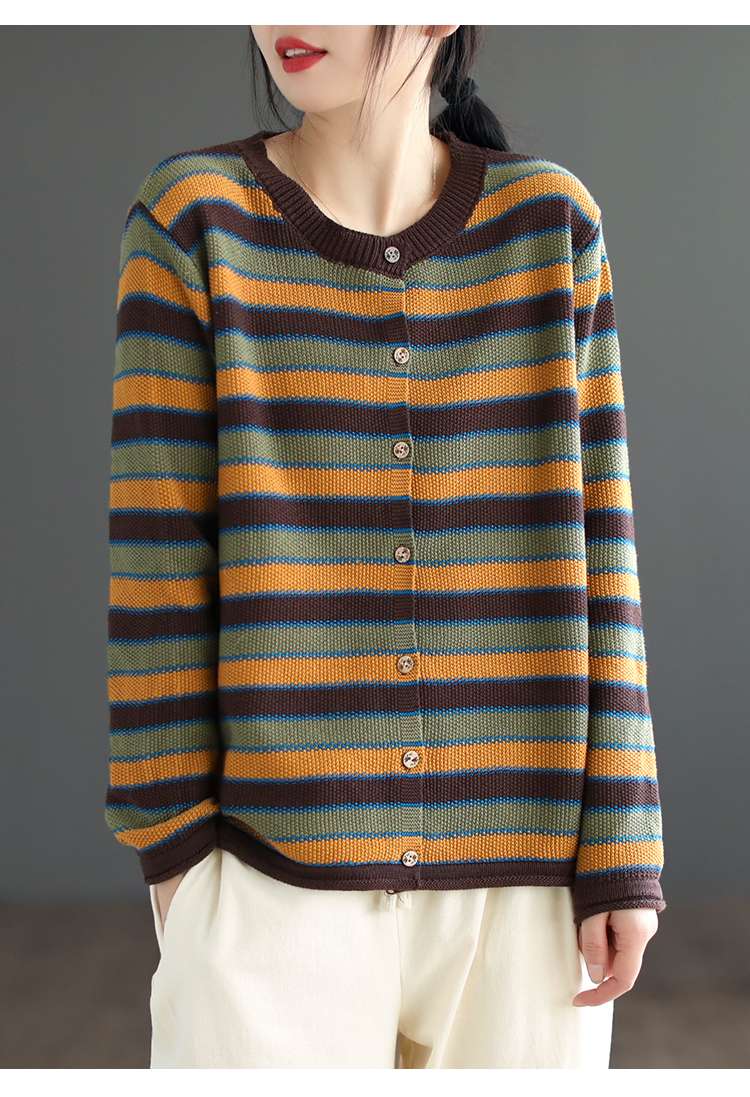 レトロボーダー柄カーディガン ボーダー服