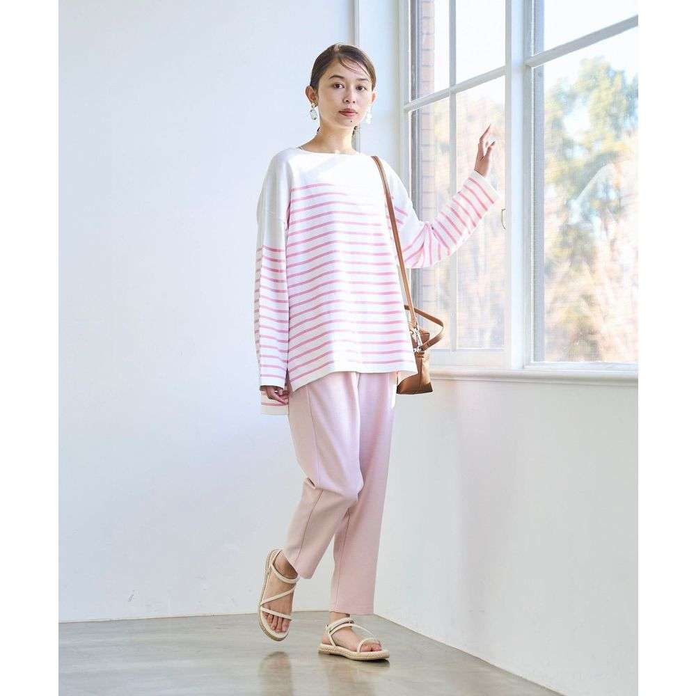 ゆったりボーダー柄ロングスリーブカットソー ボーダー服