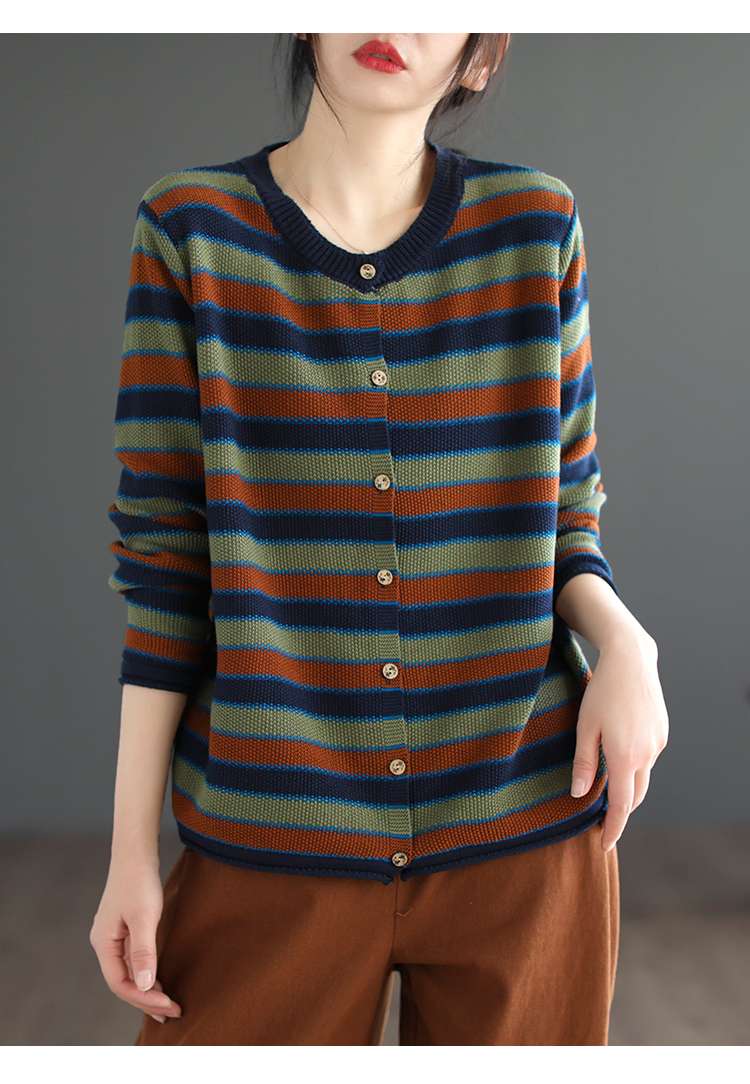 レトロボーダー柄カーディガン ボーダー服
