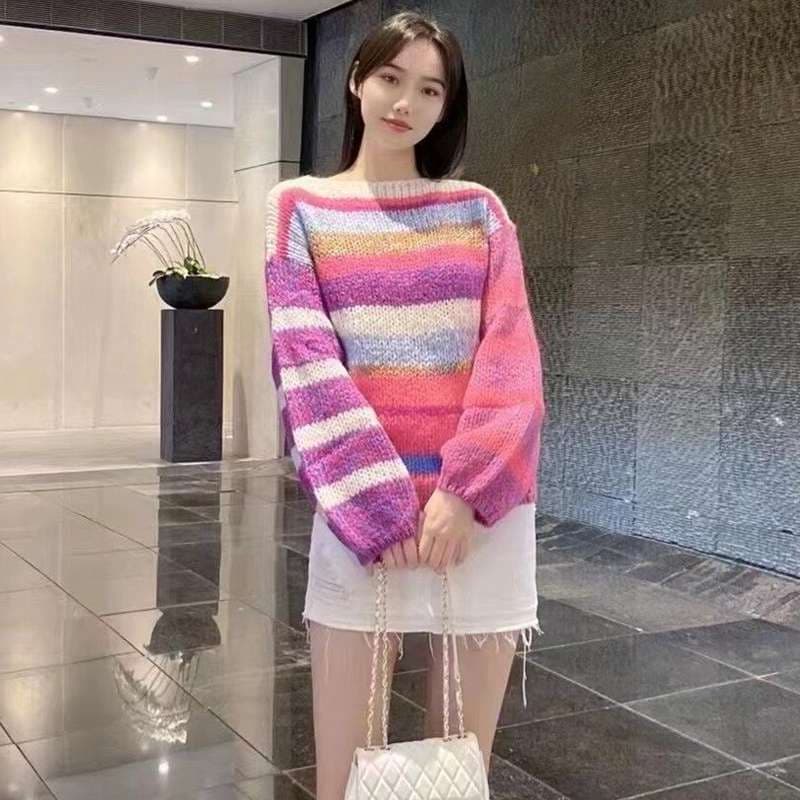 マルチボーダーオーバーサイズニット ボーダー服