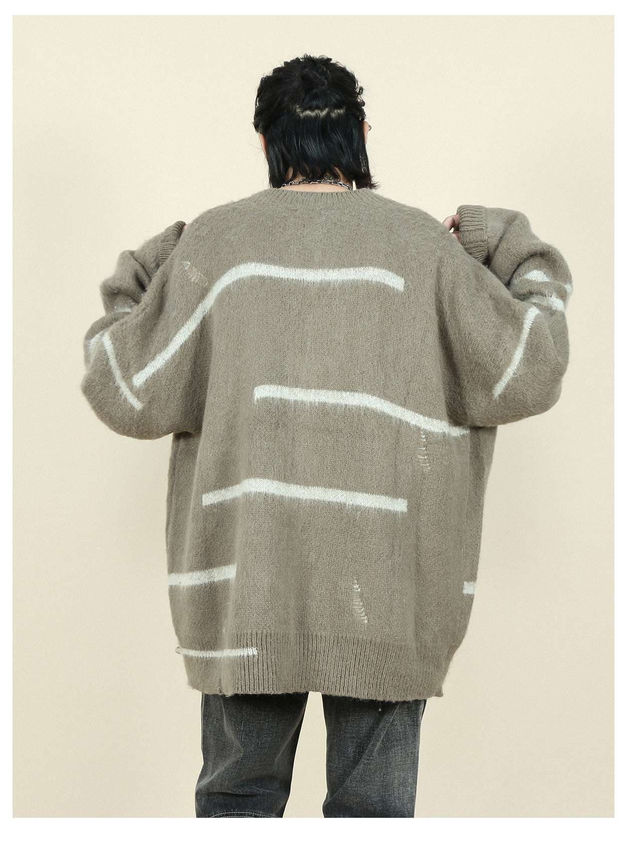 ゆったりオーバーサイズ ボーダーカーディガン ボーダー服