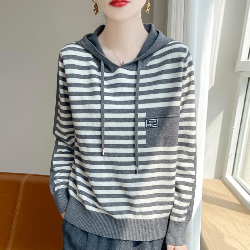 ボーダー服 ゆったりボーダーフードロンT