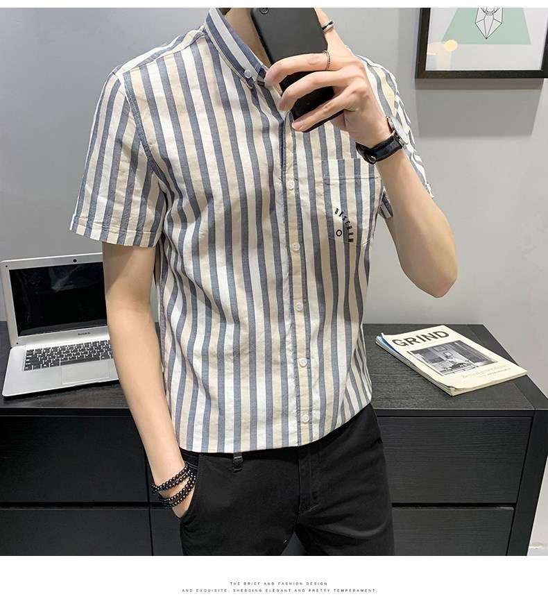 爽やかストライプ柄半袖シャツ ボーダー服